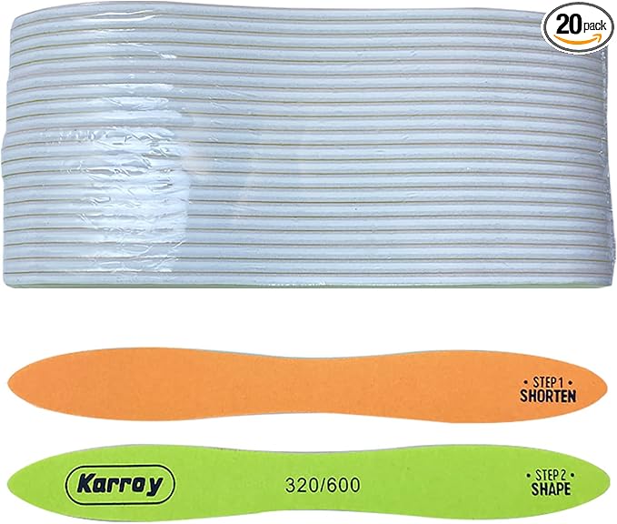 Nail File and Buffer Block Professional Emery Boads Natural Nails Limas para Uñas Fingernail Files for Women 20PCS (C-Skateboard 320/600)