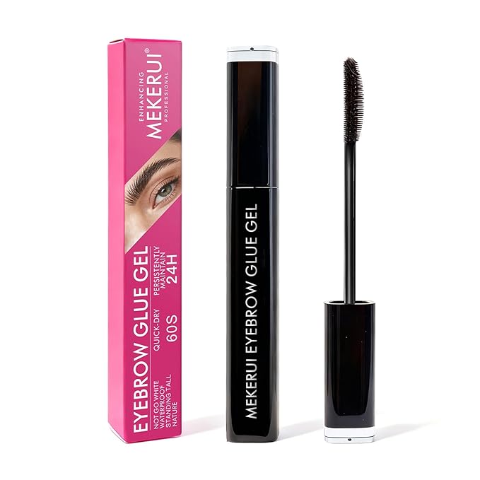Eyebrows Glue Gel, Clear Brow Lamination Gel with 24H Strong Hold, 3-Min Fast-Drying Transparent Brow Styling, Waterproof, Non-Flaking, Natural Finish & Easy to Use
