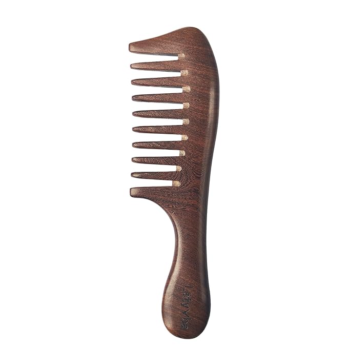 Letyvba Wooden Comb – Wide Tooth Anti-static Wooden Hair Comb for Curly, Wet, Long Hair
