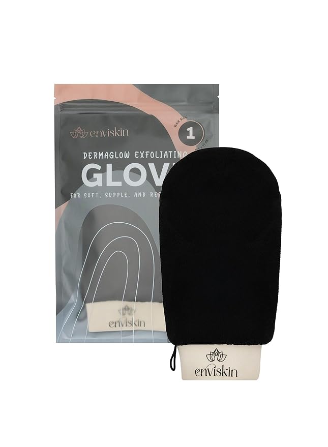 Enviskin Dermaglow Deep Exfoliating Gloves- Black