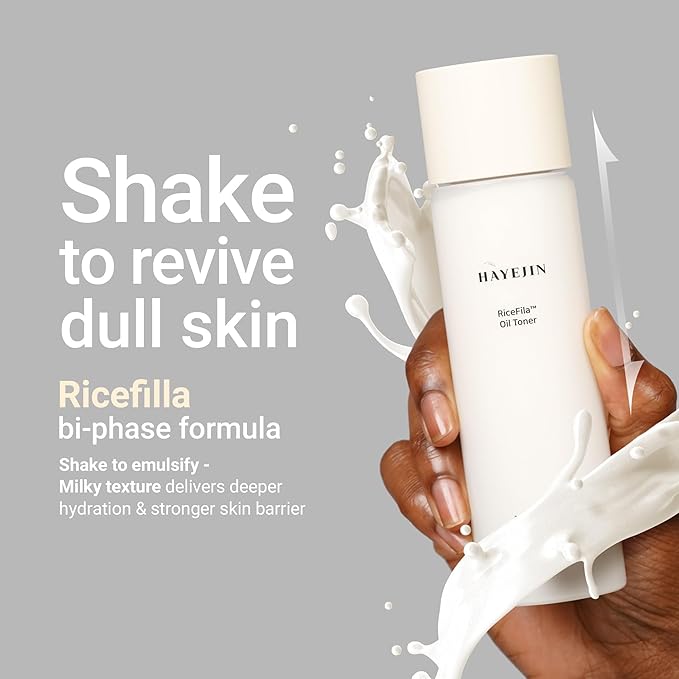 HAYEJIN RiceFila Milk Toner for Glass Skin – 2-in-1 Hydrating Korean Rice Toner with Niacinamide, 8 Hyaluronic Acids & 6 Peptides – Dual Phase Lightweight Rice Bran Facial Toner 5.07 fl oz