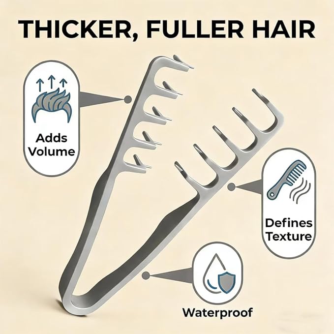 Texture Comb for Men's Curly Hair,Wide Tooth Comb for Wet, Long and Thick Hair.ABS Plastic Fluffy Styling Tool.