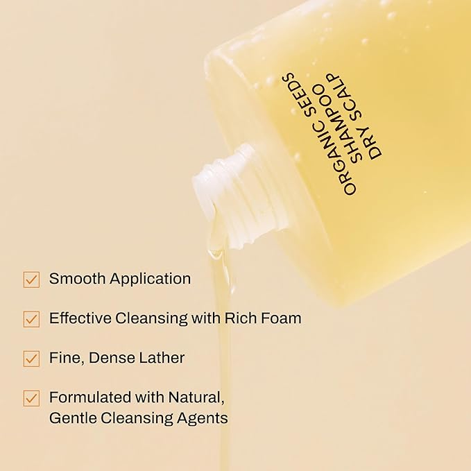 Whamisa Organic Seeds Shampoo for Dry Scalp, Fermented Ingredient Formula for Refreshing Cleanse, Scalp Conditioning, Flake Care, Moisturizing, Hydrating, Korean Skin Care (490ml)