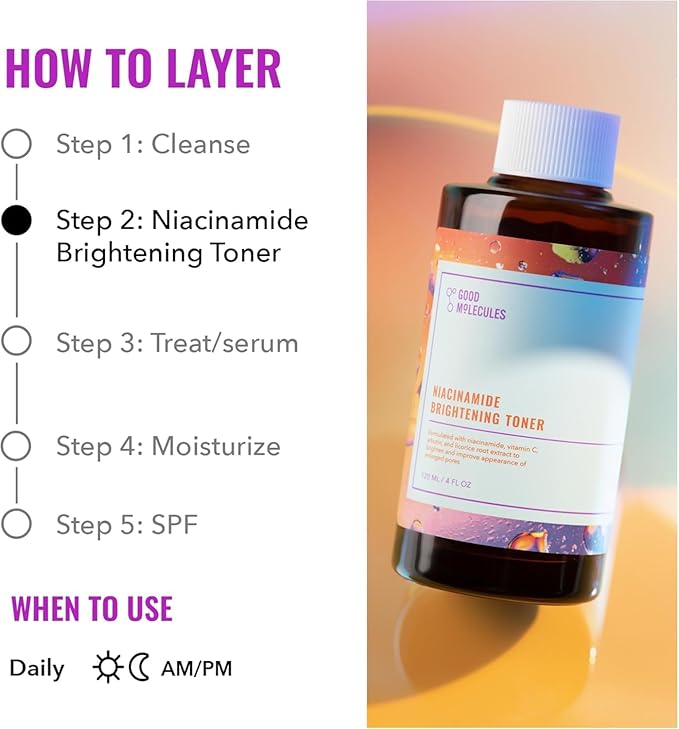 Good Molecules Niacinamide Brightening Toner Pack 2 – 120 ml / 4 fl oz Each | Facial Toner with Niacinamide & Arbutin for Even-Looking Skin