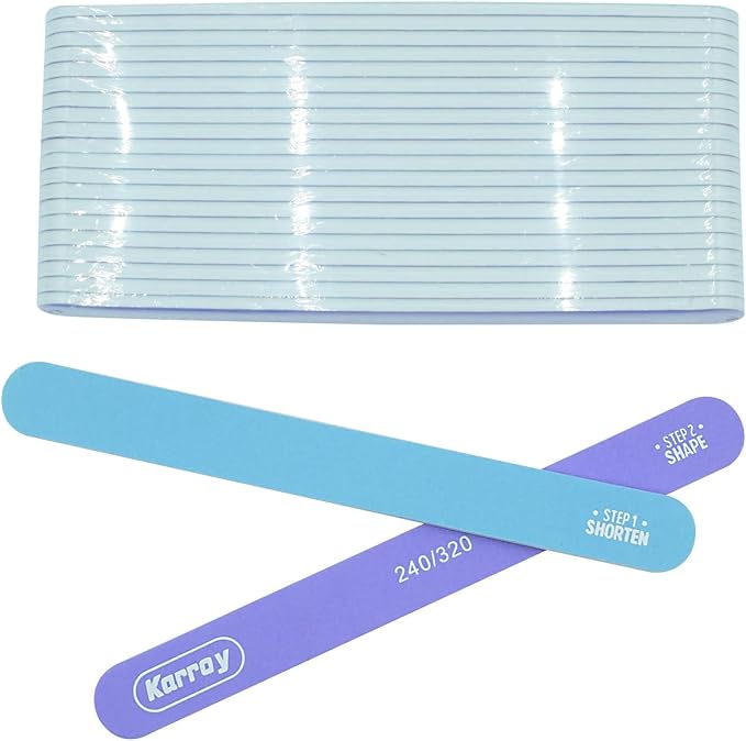 Nail File and Buffer for Natural Nails Dual Sided 2 Steps Shorten and Shape Nail Tools 20pcs 240/320 Grit