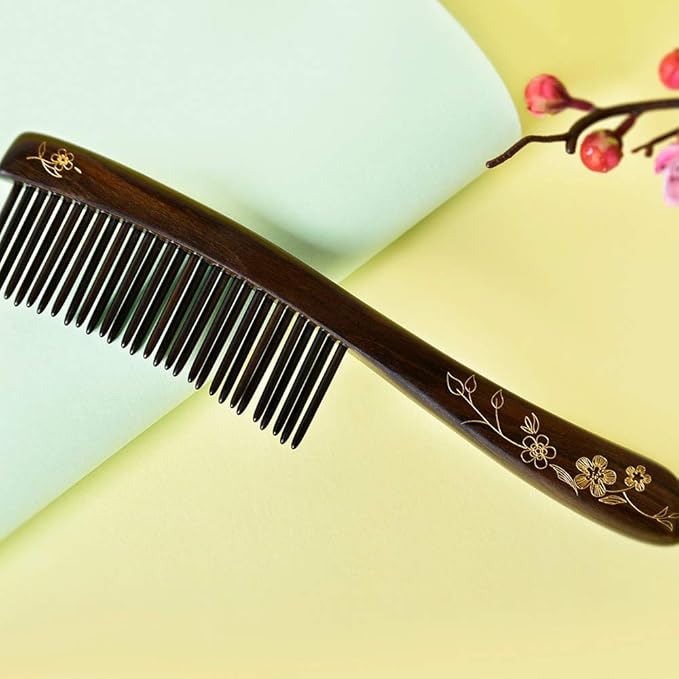 TAN MUJIANG Wooden Hair Comb Wide-tooth Inserted Teeth for Women Curly Hair (CQCGB0101)