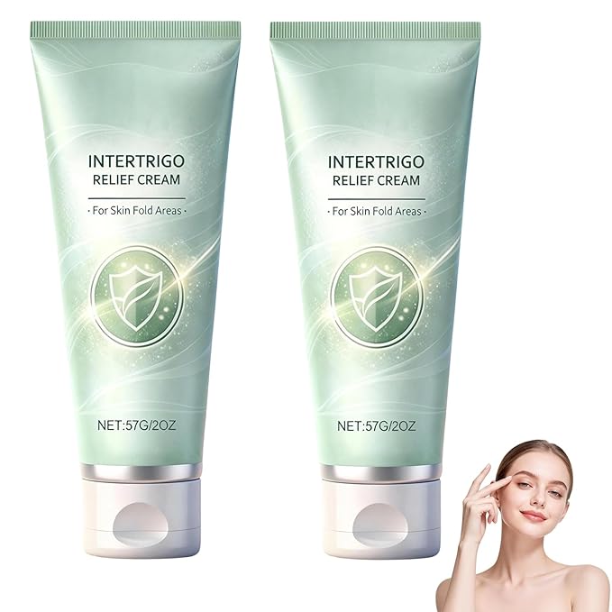 2Pcs Intertrigo Relief Cream, Skin Fold Barrier Cream for Moisture & Friction Protection, Fast-Drying Non-Greasy Formula for Friction-Prone Areas, 2 oz / 57g