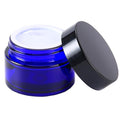 1 oz Glass Container Jar with Lid, Small Empty Cosmetic Round for Cream, Lotion (Blue)