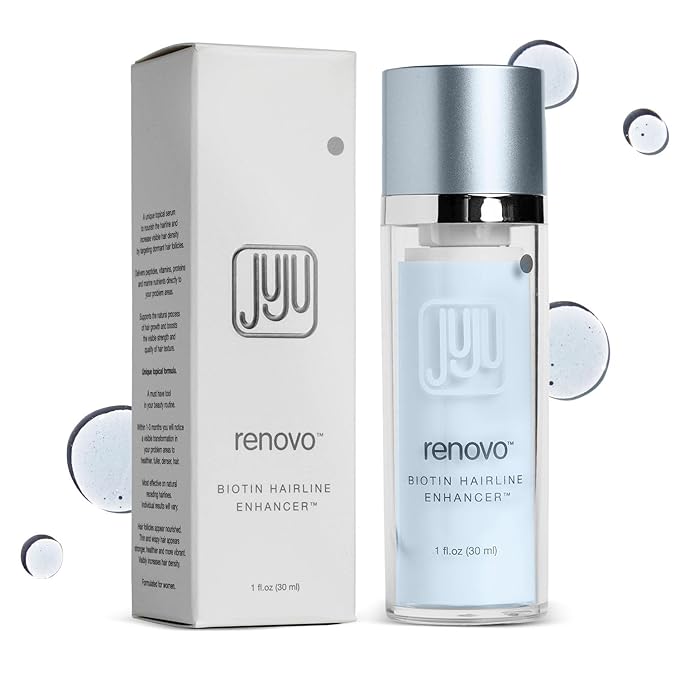 Renovo Biotin Hair Serum Women 1 Fl Oz Fragrance-Free Scalp Nourishing Hairline Enhancer, Hair Thickening Serum for Women, Gentle Formula Biotin Topical Scalp Serums for All Type of Thinning Hairlines