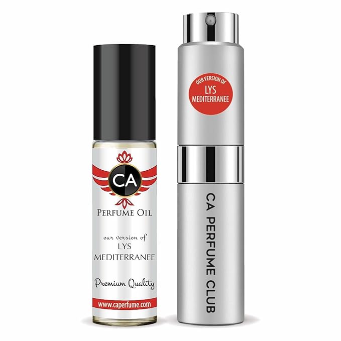 CA Perfume Duo Impression of Lys Mediterranee For Women And Men Perfume Layering Set Long Lasting Travel Size EDP + Body Oil Roll-On Bottle 0.27 Fl Oz+0.33 Fl Oz