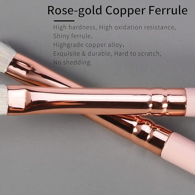 Natural Goat Hair Eye Brush by ENZO KEN - Small Corners & Smudge Brush - Single, Mini Size - Pink, E403S