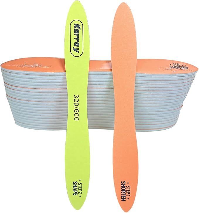 Nail File and Buffer Block Professional Emery Boads Natural Nails Limas para Uñas Fingernail Files for Women 20PCS (C-Skateboard 320/600)