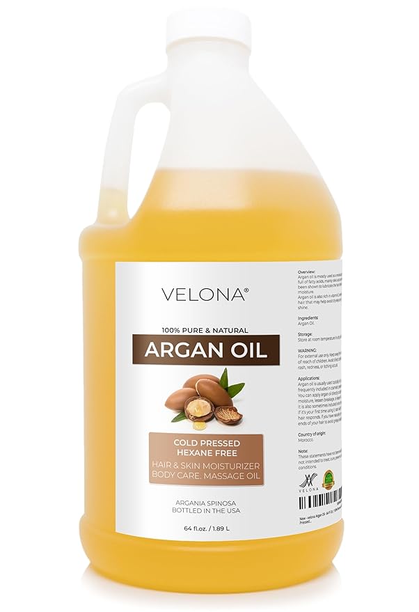 velona Argan Oil - 64 Fl Oz | 100% Pure and Natural | Morocco Oil | Skin, Body and Face Care | Nails Protector | Unrefined, Cold Pressed