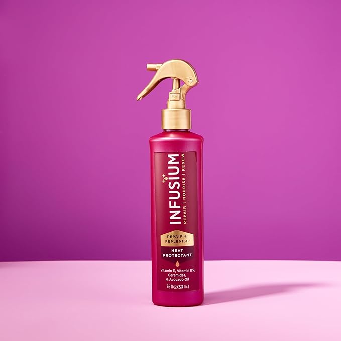 Infusium Repair and Replenish Heat Protector - Nourishing Heat Protection Spray for Hair with Vitamin E and Avocado Oil - Moisture Lock - 7.6 oz (Pack of 2)