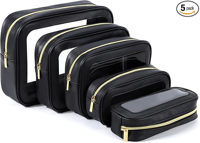 YOPCDJ 5PCS Diaper Bag Organizer Pouch Set, TSA Approved Toiletry Bag，Clear Waterproof TPU Makeup Bag Set Travel Organizer Bags for Women and Kids