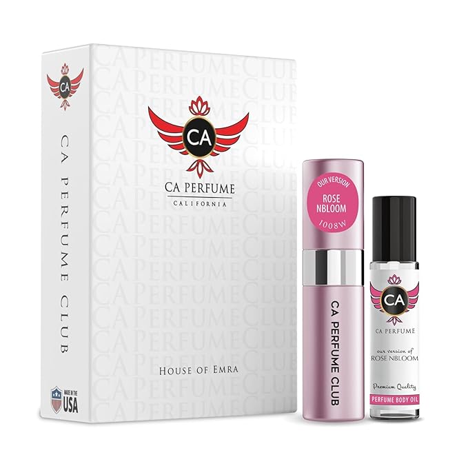 CA Perfume Impression of Rose N’Bloom for Women Eau De Parfum Spray Long Lasting Floral Perfume Layering Set 0.27 Fl Oz + 0.33 Fl Oz