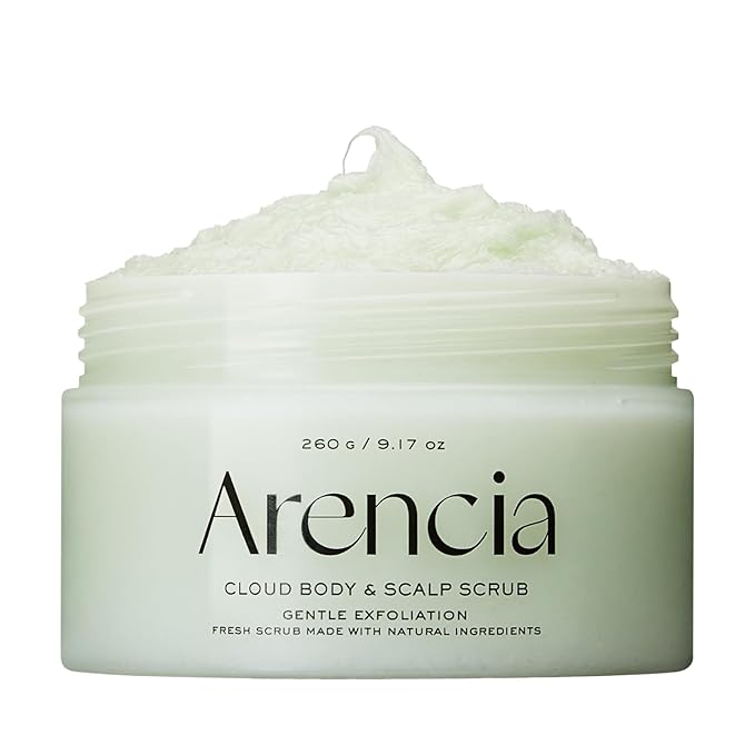Arencia Fresh Cloud Sea Salt Body & Scalp Scrub (Green) - Gentle Exfoliation for Softer, Refreshed Skin and Scalp, Korean Skin Care
