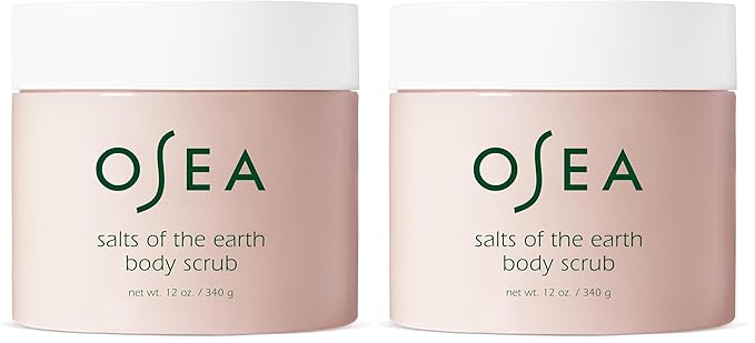 OSEA Salts of the Earth Body Scrub 12 oz - Pink Himalayan Salt Scrub - Gentle Body Exfoliation Skincare - Ideal Spa Gift for Pampering - Clean Beauty & Vegan Body Care (Pack of 2)