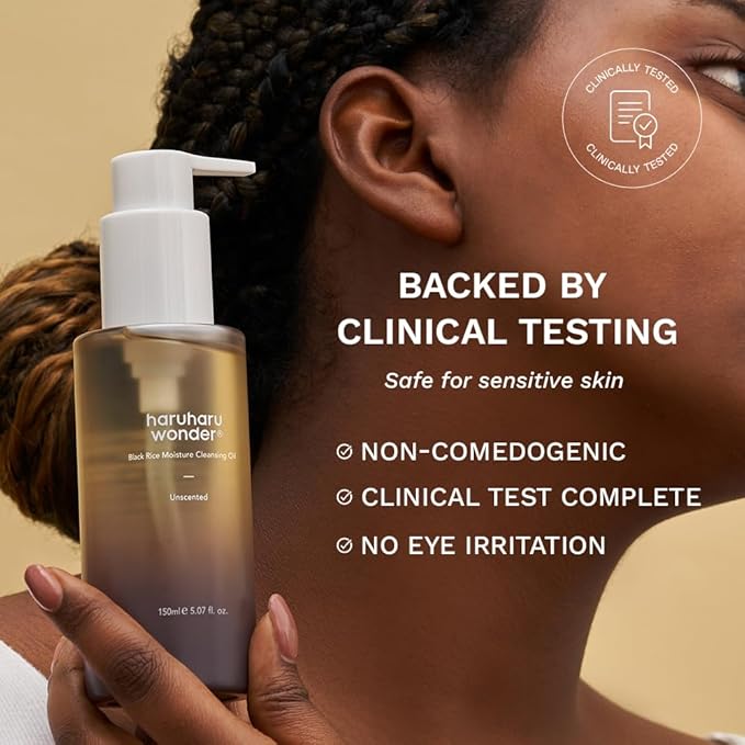 HARUHARU wonder Black Rice Moisture Cleansing Oil, Double Cleansing, Daily Makeup Remover, Pore Oil Cleanser, Korean Skincare, For sensitive, Non-comedogenic, 5.1 fl oz