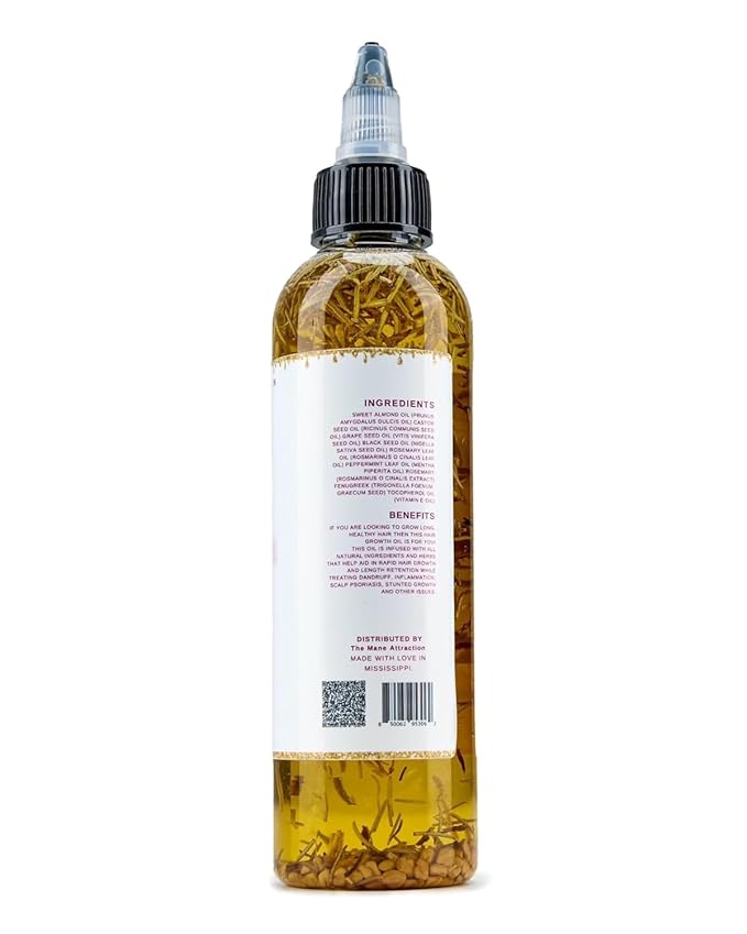 The Mane Attraction Extra Strength Rosemary + Fenugreek Herbal Hair Growth Oil | Infused With Castor Oil for ALL Hair Types