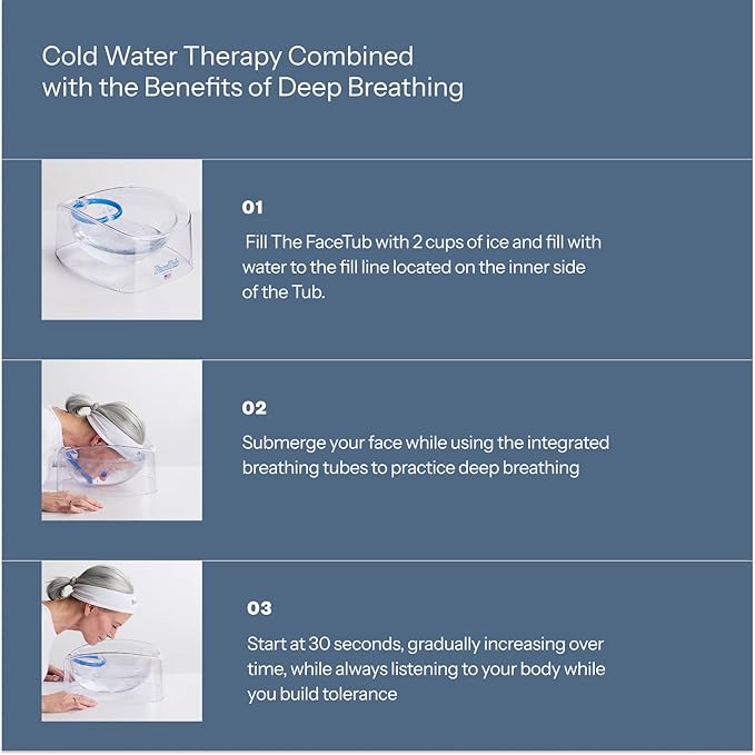 Cold Ice Bath, Premium Face Bowl For Ice, Face Tub Facial Cold Plunge to Support Skin Health & Relaxation, Facial Cold Plunge with Breathing Tubes, Combine Deep Breathing & Cold Plunge