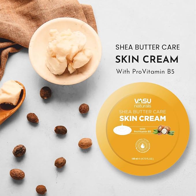 Vasu Shea Butter skin cream for Dry Skin, 24-Hour Moisturization with Argan Oil & Pro Vitamin B5 - Non-Greasy body moisturizers for skincare, Lightweight & Nourishing -4.73 fl oz each (pack of 2)
