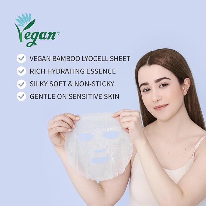 #OOTD Triple Hyaluron Hydrating Mask for Dry and Sensitive Skin, Anti Aging, Tightening and Moisturizing, Korean Vegan Beauty, Hyaluronic Acid, Caffeine, Vitamin C 10EA