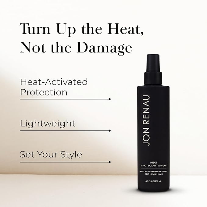 Jon Renau Heat Protectant Spray, Heat Activated Wig Spray for Human and Heat-Friendly Synthetic Hair, Non Stick Thermal Styling Support for Heat Friendly Wigs and Extensions, 8.5 Ounces