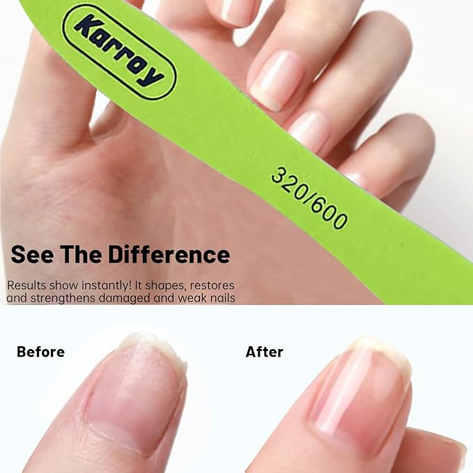 Nail File and Buffer Block Professional Emery Boads Natural Nails Limas para Uñas Fingernail Files for Women 20PCS (C-Skateboard 320/600)