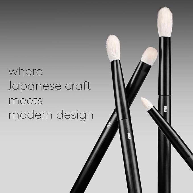 rephr The Core Eye Set – 4 Natural Goat Hair Makeup Brushes for Blending, Shading, Detail & Crease, Handmade in Kumano, Japan