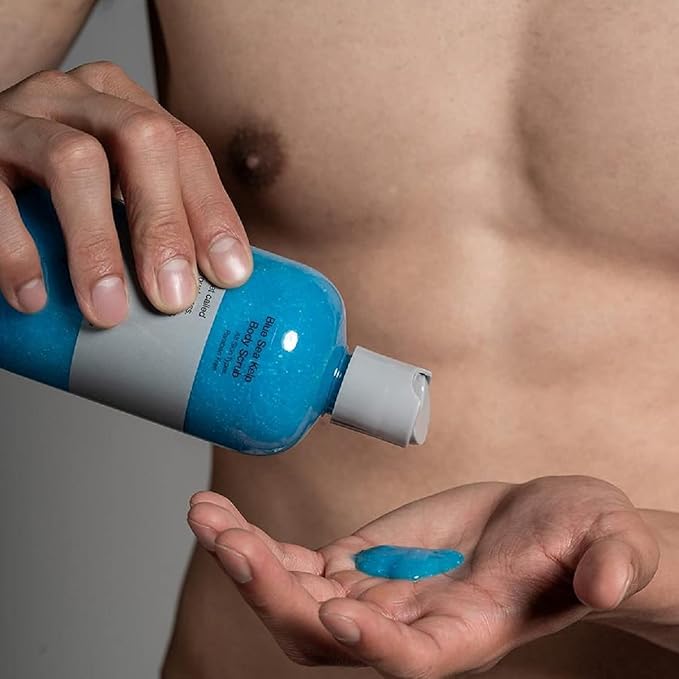 Anthony Exfoliating Body Scrub – Sea Salt, Vitamin C, And Aloe Vera Deep Cleans, Smooths Rough Patches & Soothes and Protects Skin – Blue Sea Kelp Body Wash 3.4 Fl Oz