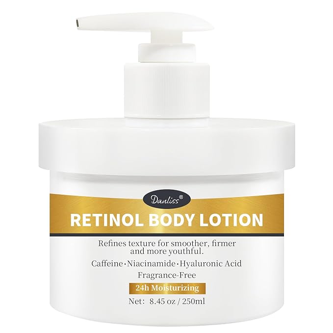 Retinol Body Lotion Fragrance-Free, Anti-Aging Firming Body Cream and Face Moisturizer with Niacinamide Hyaluronic Acid & Shea Butter, Helps Diminish the Look of Crepey Skin for Women & Men 8.45 oz