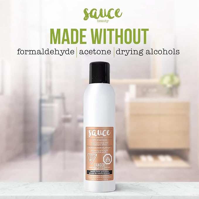 SAUCE BEAUTY Dry Shampoo - Vanilla, Dry Powder Spray for All Hair Colors & Types - Moisturizing, Conditioning & Deodorizing Hair Care Product - 5.2 Oz