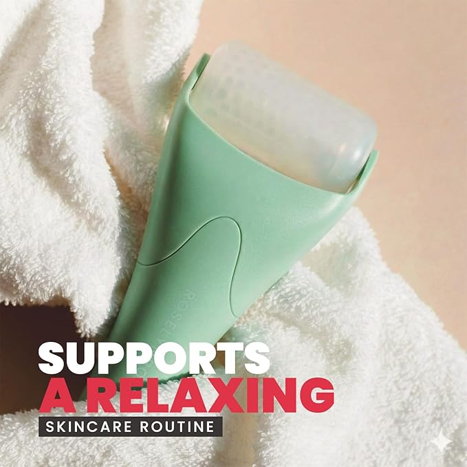 ROSELYNBOUTIQUE Ice Roller for Face & Gua Sha Facial Tools - Wrinkles Fine Lines Puffiness Massager Facial Skin Care Tools Self Care Gifts for Men Women (Green)