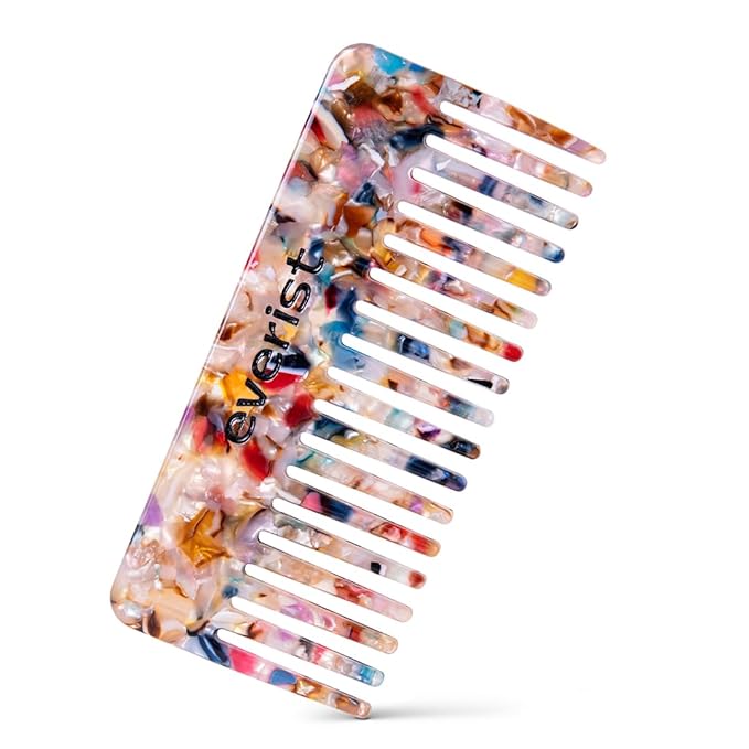 Everist Confetti Comb – Recycled, Travel-Friendly Wide-Tooth Detangling Comb for All Hair Types