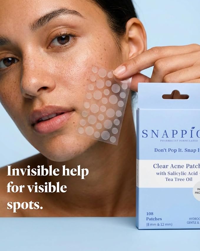 Clear Acne Patches – Pharmacist‑Formulated Hydrocolloid Pimple Stickers with Salicylic Acid & Tea Tree Oil (108 Count, 8 mm & 12 mm) – Invisible, Gentle & Fast‑Acting