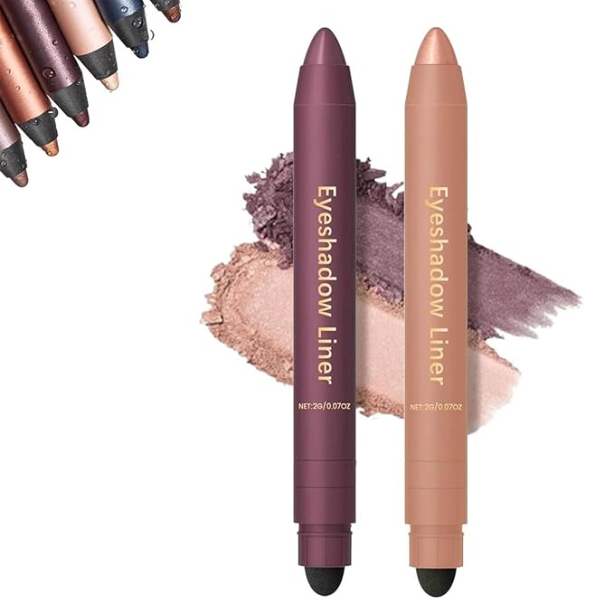 Mitlume Perfect Color Duo-Shadow Liner 2-in-1 Eyeliner & Eyeshadow,Chiura Plum Eyeshadow Stick,Waterproof Smudge-Proof Long-Lasting Makeup, Effortless Smoky or Natural Eye Makeup,Easy to Color(01+03)
