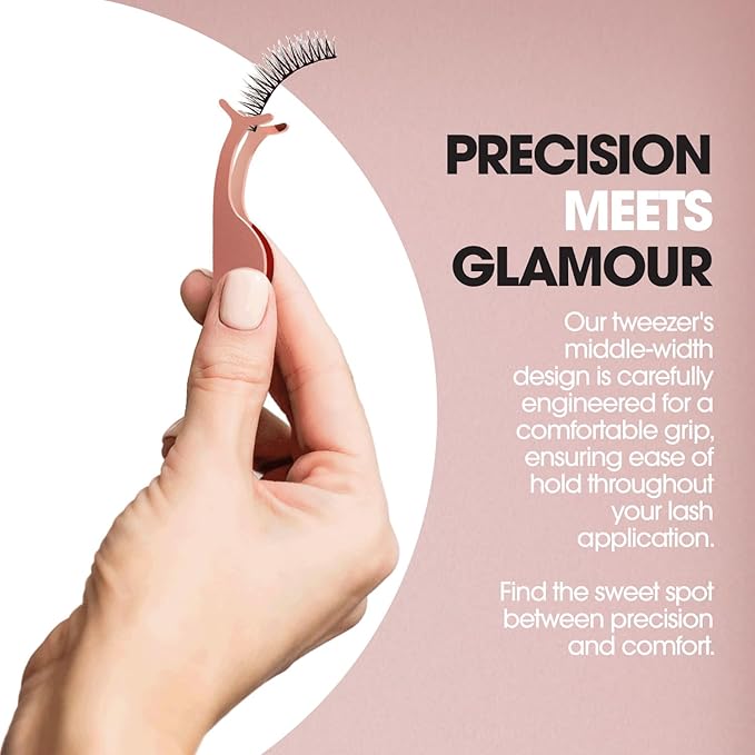 Lamora DIY Eyelash Extension Applicator Tool for Secure and Accurate Lash Placement and Easy Removal - Lightweight False Eyelash Tweezer Works with Clusters, Strip, Individual, and Magnetic Lashes