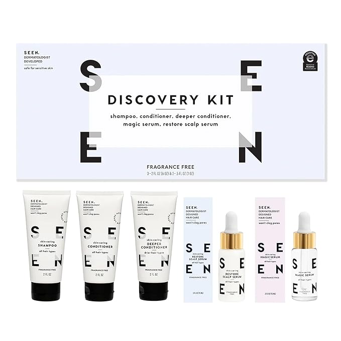 SEEN Discovery Kit - Scented- Non-Comedogenic & Hair Set- Dermatologist-Developed - Safe for Sensitive & Acne Prone Skin