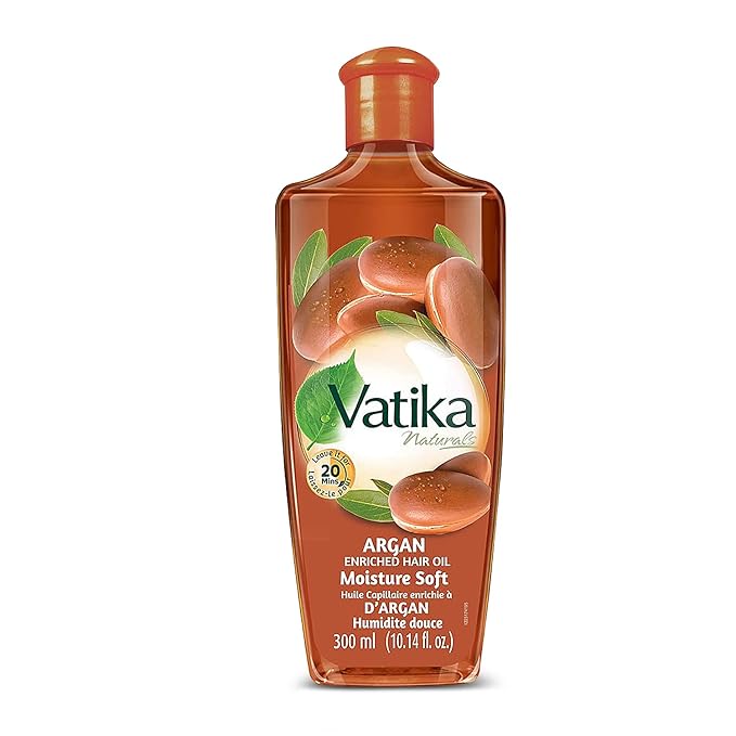 Dabur Vatika Naturals Enriched Hair Oil, Natural Moisturizing - Strengthening Serum for Healthy Scalp, Nourishing for Soft, Manageable, Smooth & Silky Hair From Root to Tip (Argan)