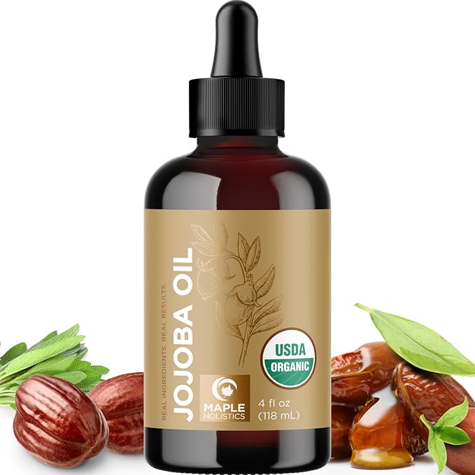 Organic Jojoba Oil Cold Pressed Unrefined - 100% Pure Organic Certified Oil for Skin Hair & Nails - Organic Skin Care & Natural Beauty DIY Carrier Oil - Dermatologist Tested & Non GMO (4 Fl Oz)