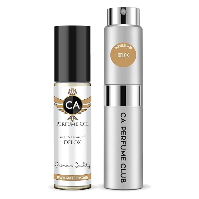 CA Perfume Duo Impression of Delox For Women And Men Perfume Layering Set Long Lasting Travel Size EDP + Body Oil Roll-On Bottle 0.27 Fl Oz+0.33 Fl Oz