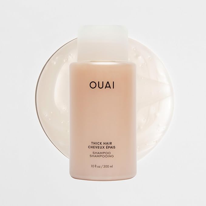 OUAI Thick Shampoo Travel Size - Moisturizing Shampoo with Keratin, Marshmallow Root, Shea Butter, Avocado Oil for Thick Hair - Strengthens & Hydrates - Paraben & Sulfate Free (3 Fl Oz)