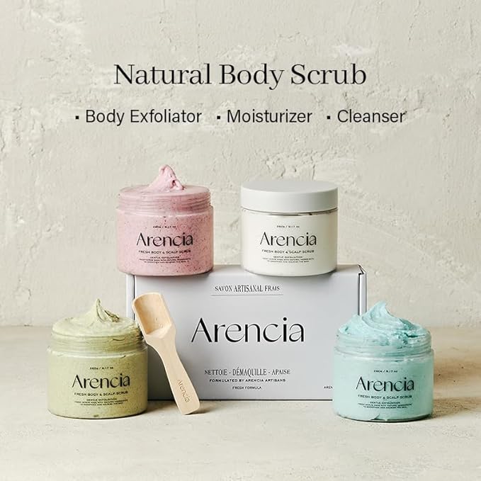 Arencia Fresh Cloud Sea Salt Body & Scalp Scrub (Black) - Gentle Exfoliation for Softer, Refreshed Skin and Scalp, Korean Skin Care