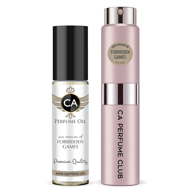 CA Perfume Duo Impression of Forbidden Games For Women Perfume Layering Set Long Lasting Travel Size EDP + Body Oil Roll-On Bottle 0.27 Fl Oz+0.33 Fl Oz