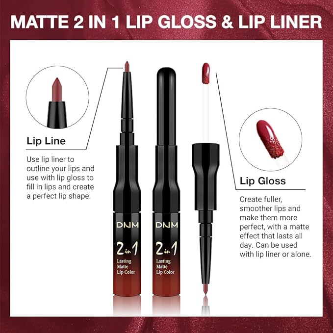 evpct 1Pcs Dark Oxblood Red Matte Lip Liner and Liquid Lipstick Stain Makeup Set for women, Red Long Lasting Smudge Proof Lipstick labiales matte mate larga duracion listip 24 hours originales, 30#