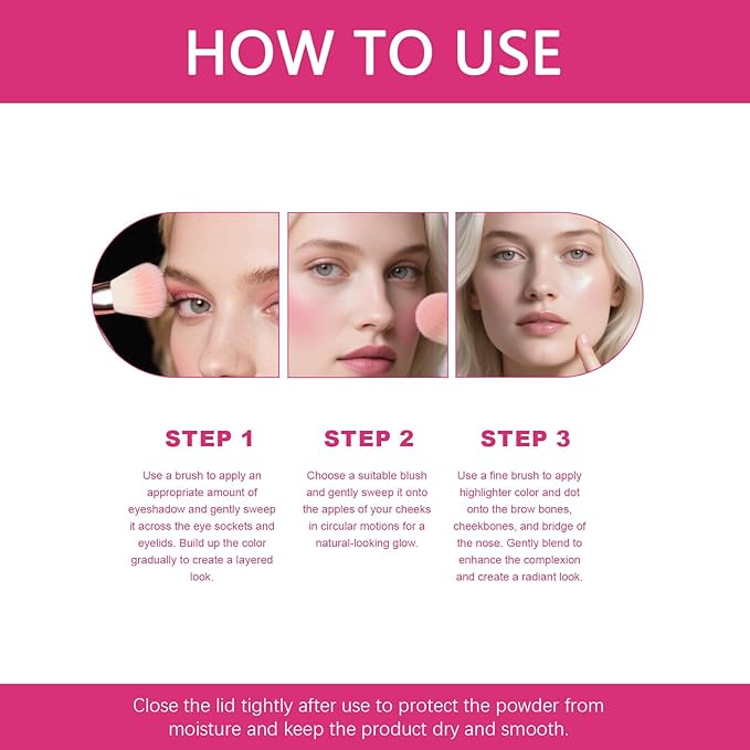 Highlighting Eye & Cheek Palette -Glow Wardrobe Palette, Rich Glow Shades for Eyeshadow & Cheek Highlight, Blendable Pigment, Long-Wearing, Suitable for Daily & Party Makeup