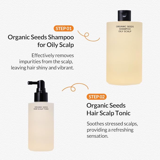 Whamisa Organic Seeds Shampoo for Oily Scalp, Fermented Ingredient Formula for Refreshing Cleanse, Balanced Oil Control, Scalp Conditioning, Flake Care, Korean Skin Care (490ml)