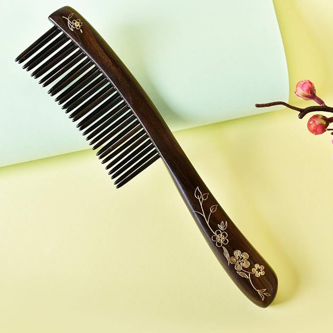 TAN MUJIANG Wooden Hair Comb Wide-tooth Inserted Teeth for Women Curly Hair (CQCGB0101)