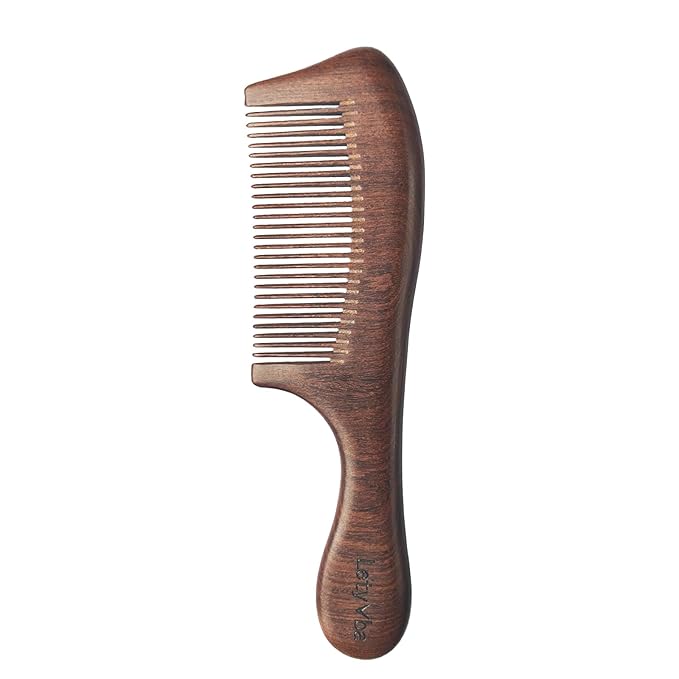 Letyvba Wooden Comb – Fine Tooth Anti-static Wooden Hair Comb for Curly, Wet, Long Hair